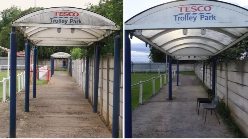 Non-League Side Teversal FC Have A Tesco Trolley Park For A Stand