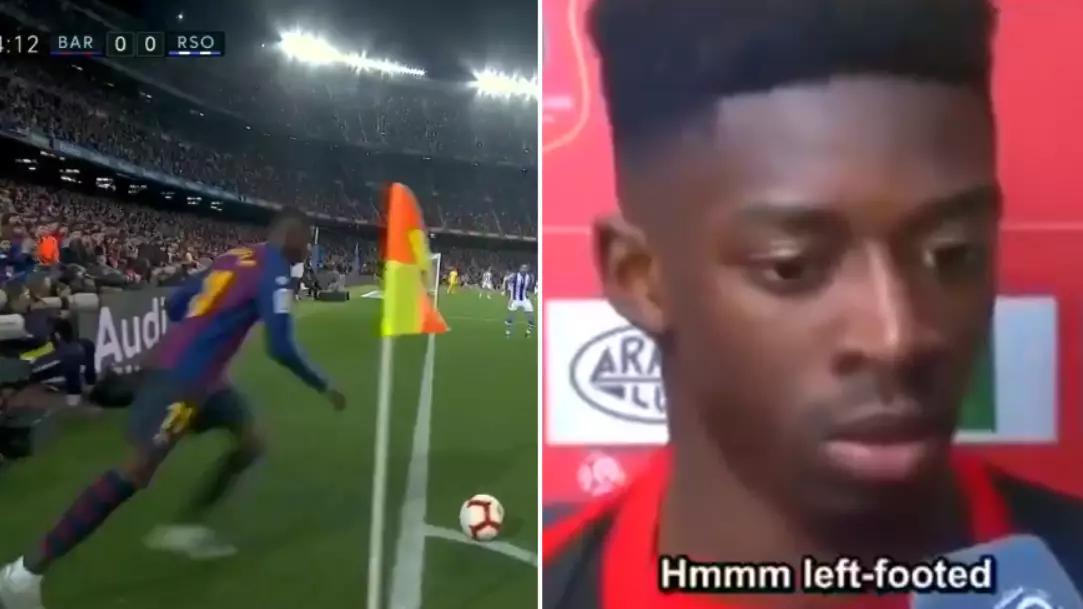 Dembele Casually Takes A Corner With His Right Foot While Being A Left Footed Player