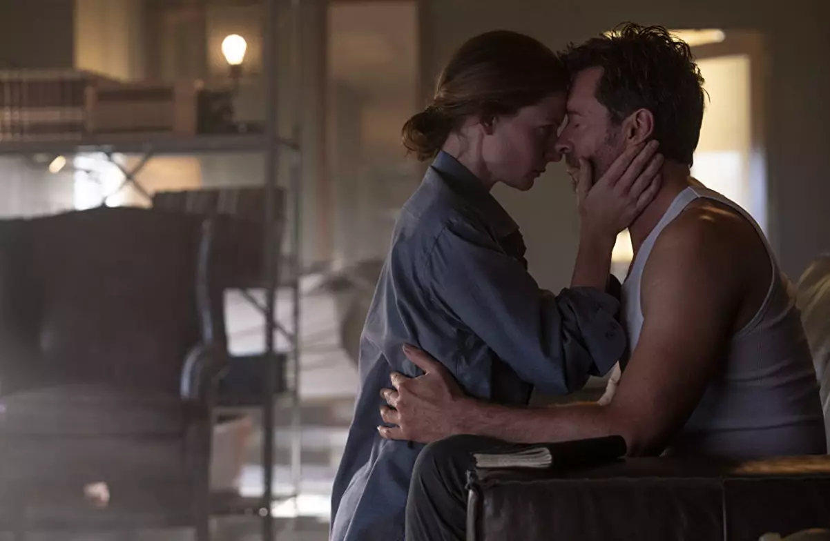Jackman stars alongside Rebecca Ferguson in new sci-fi film Reminiscence.