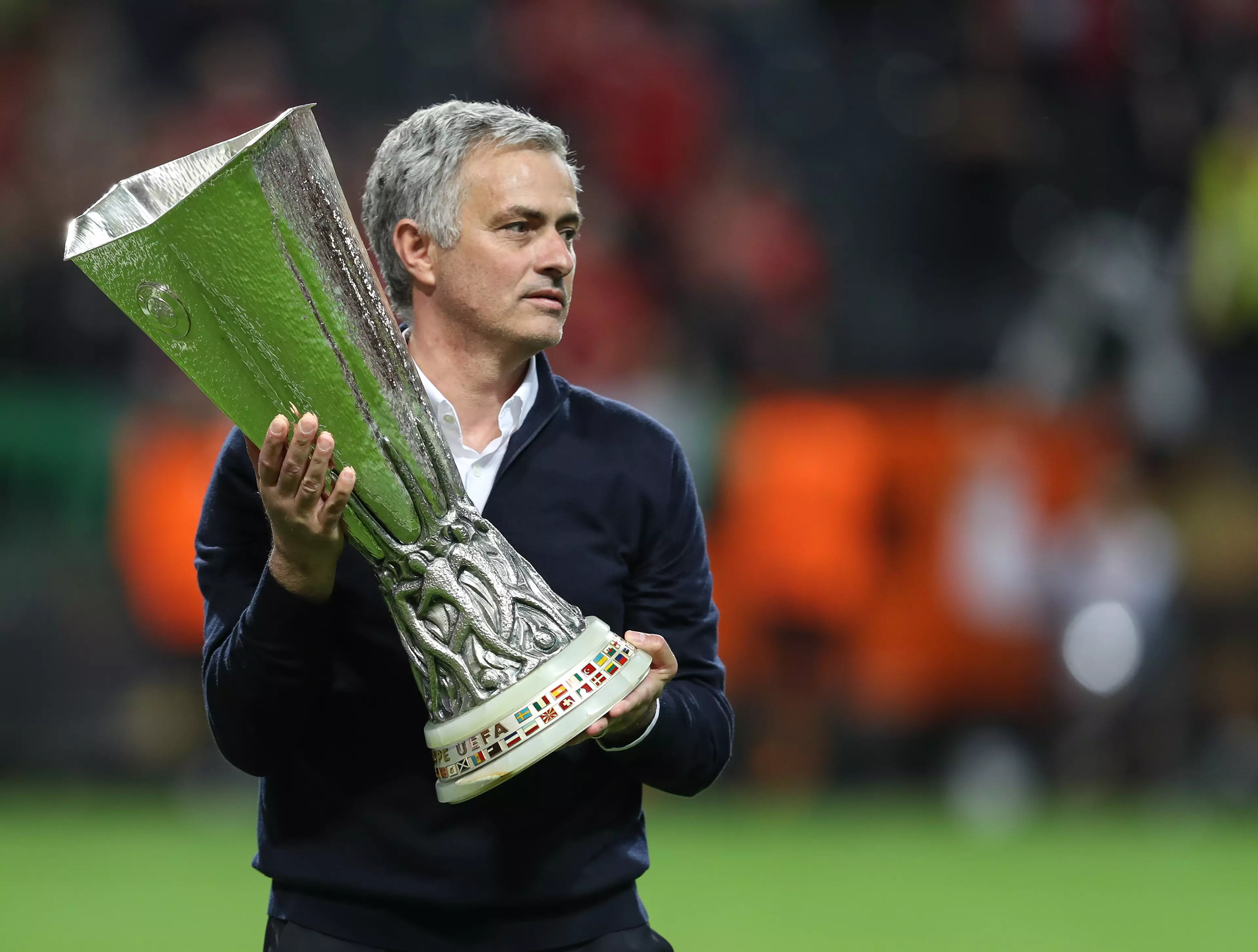 Jose Mourinho celebrates winning the Europa League, last season. Image: PA