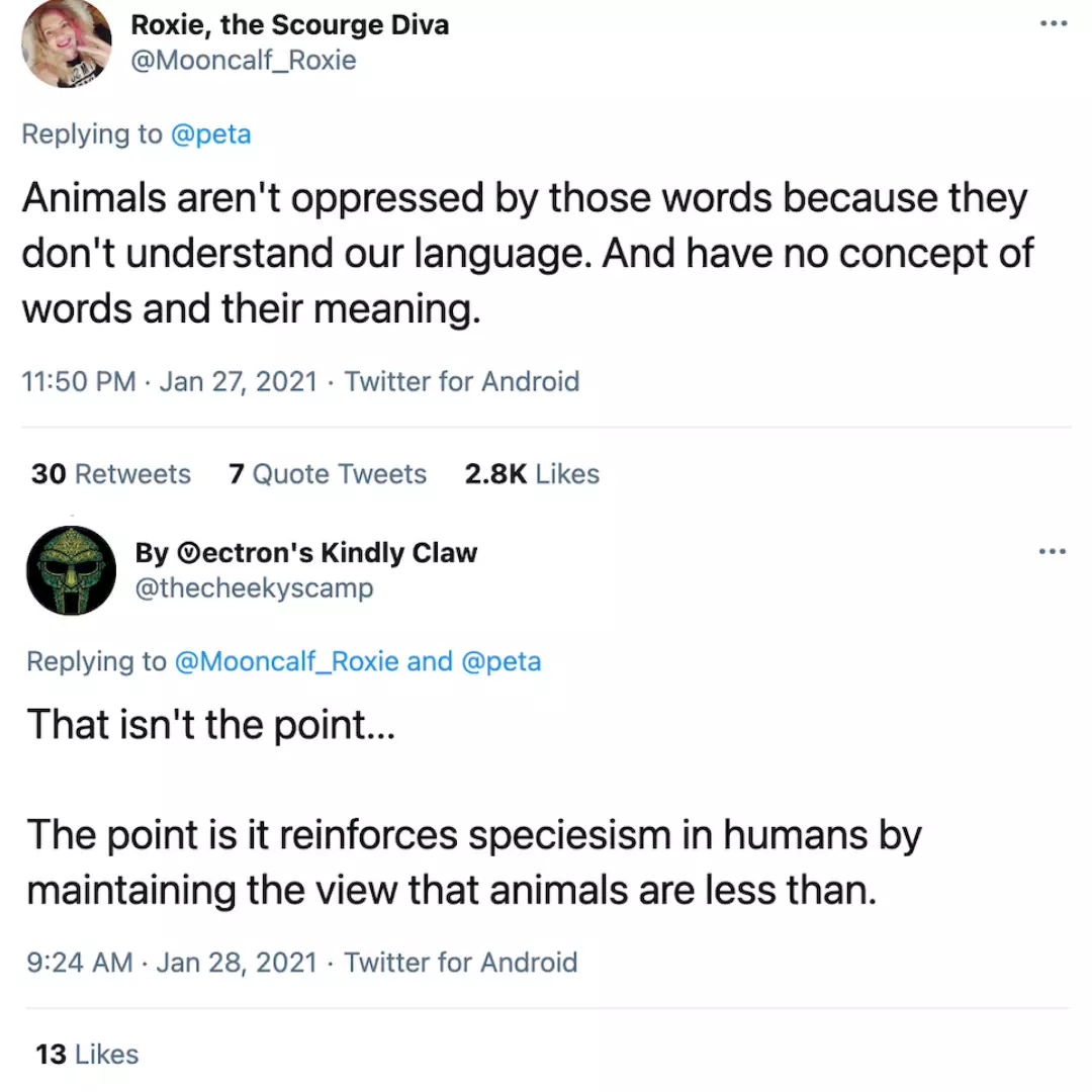 Some social media users criticised PETA's tweets (