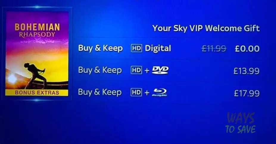 Loyal customers invited to Sky VIP can get a film of their choice for free.