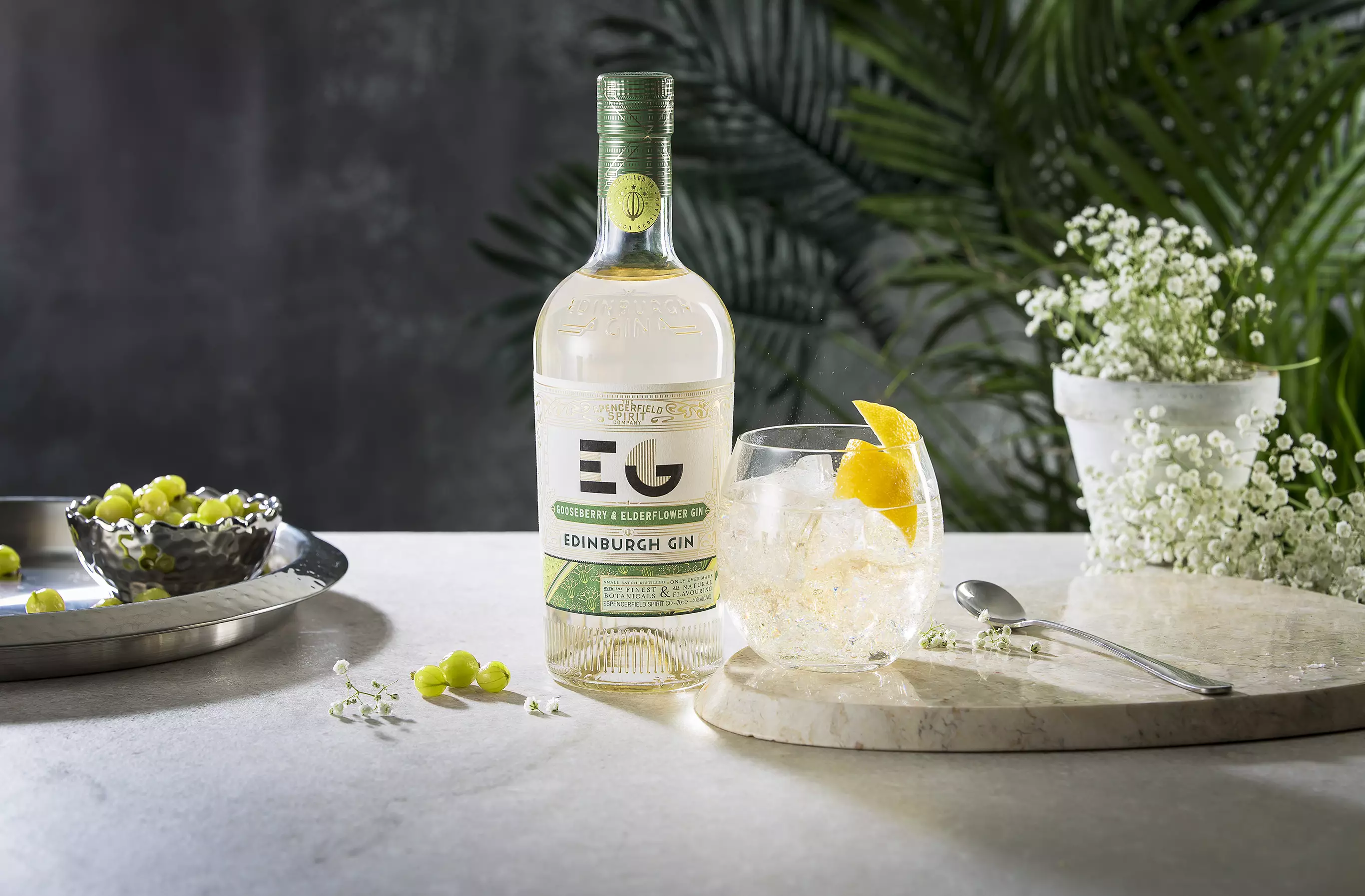 The gooseberry and elderflower gin is 40 per cent ABV (