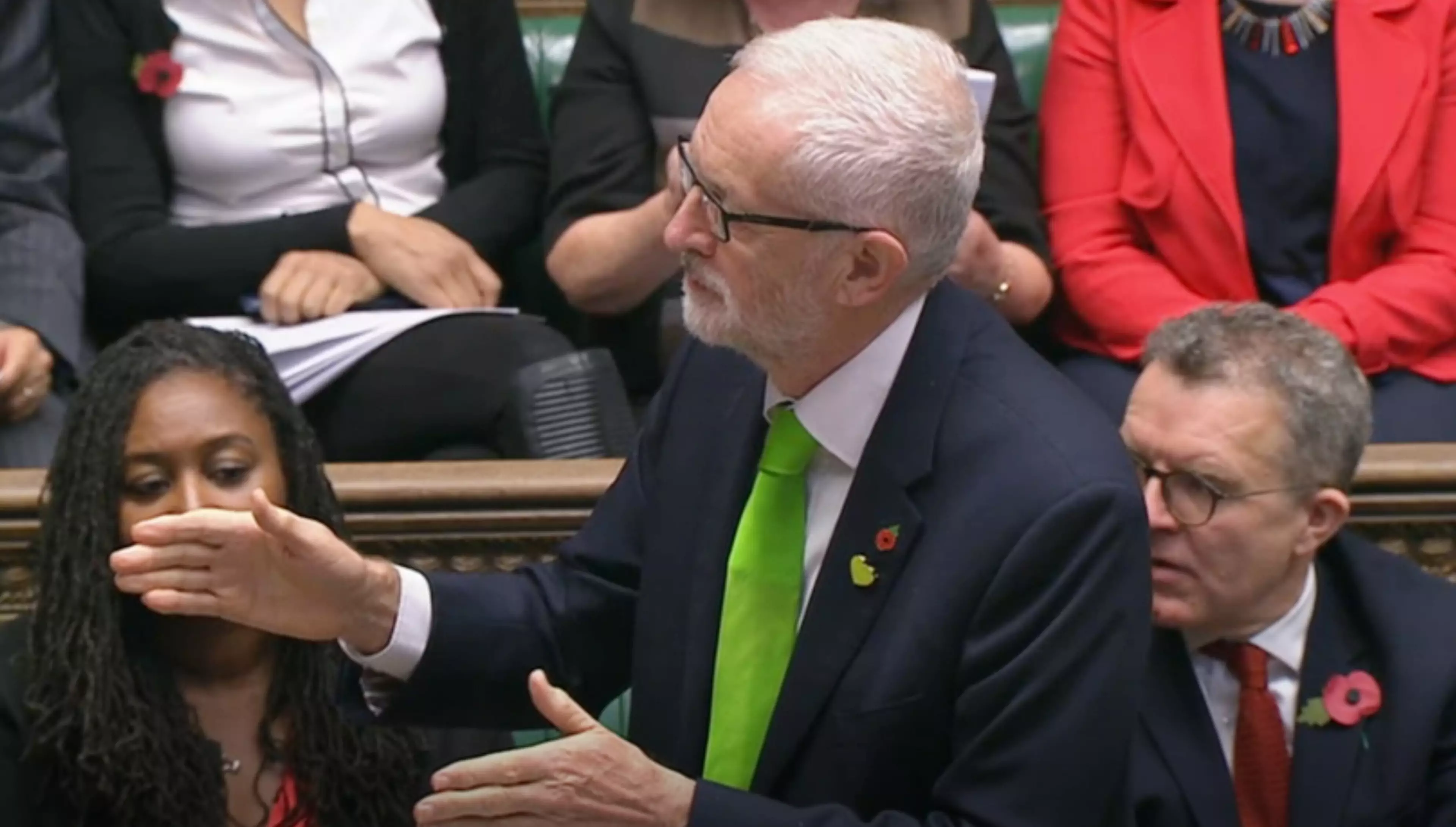 Jeremy Corbyn wore a green tie to pay tribute to the Grenfell victims during today's PMQs.