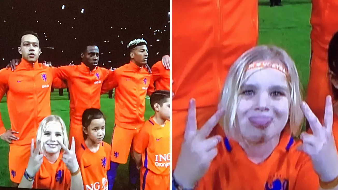 Netherlands Mascot Throws Up The 'V Sign' Ahead Of England Game