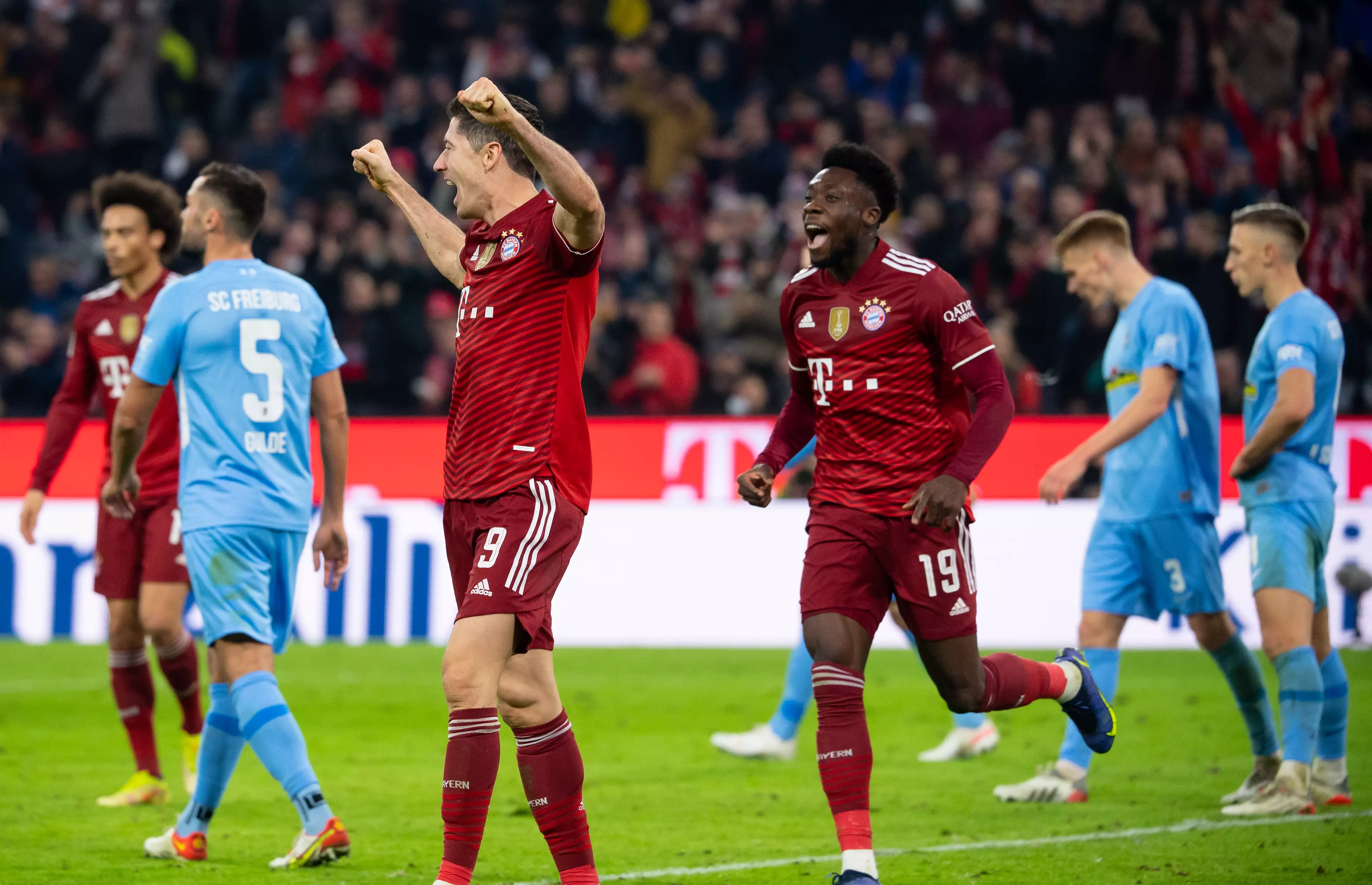 PA: Robert Lewandowski celebrates scoring for Bayern Munich.