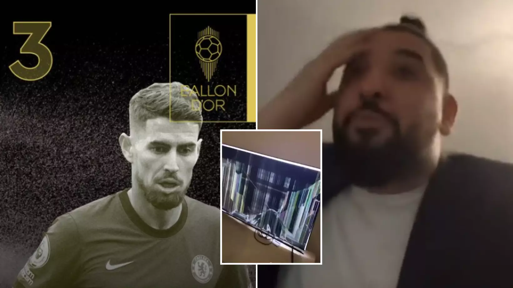 Crazed Fan Completely Destroys His TV After Jorginho Finishes Third In Ballon d'Or Rankings