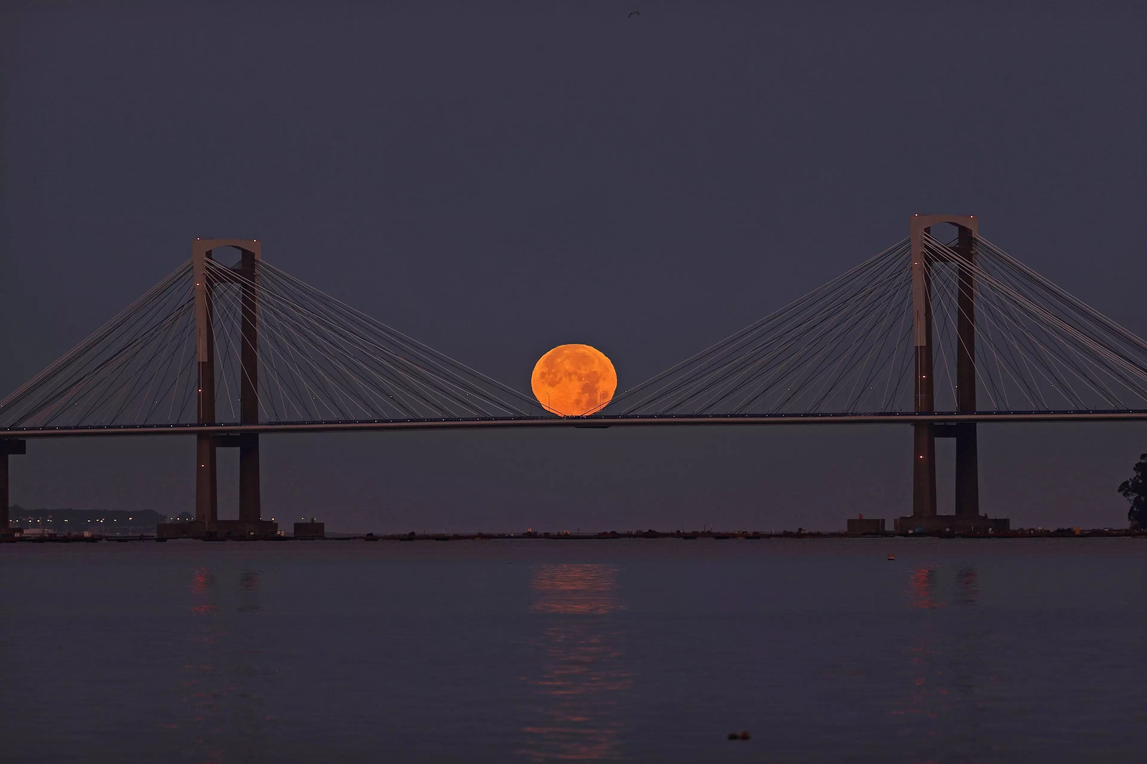 This weekend's full moon over the Rande Bridge, northwest Spain.