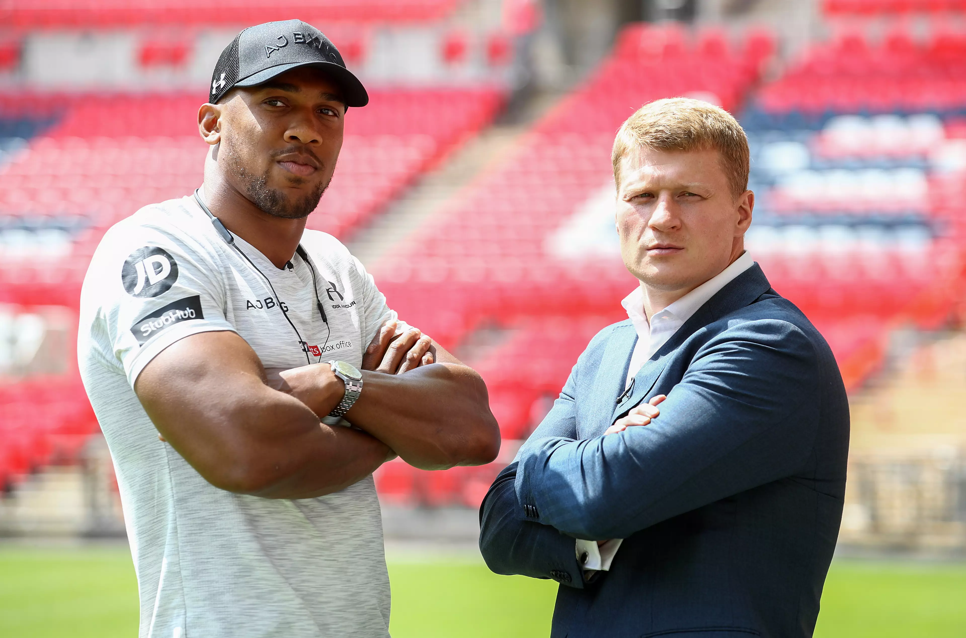 Anthony Joshua faces off with Alexander Povetkin