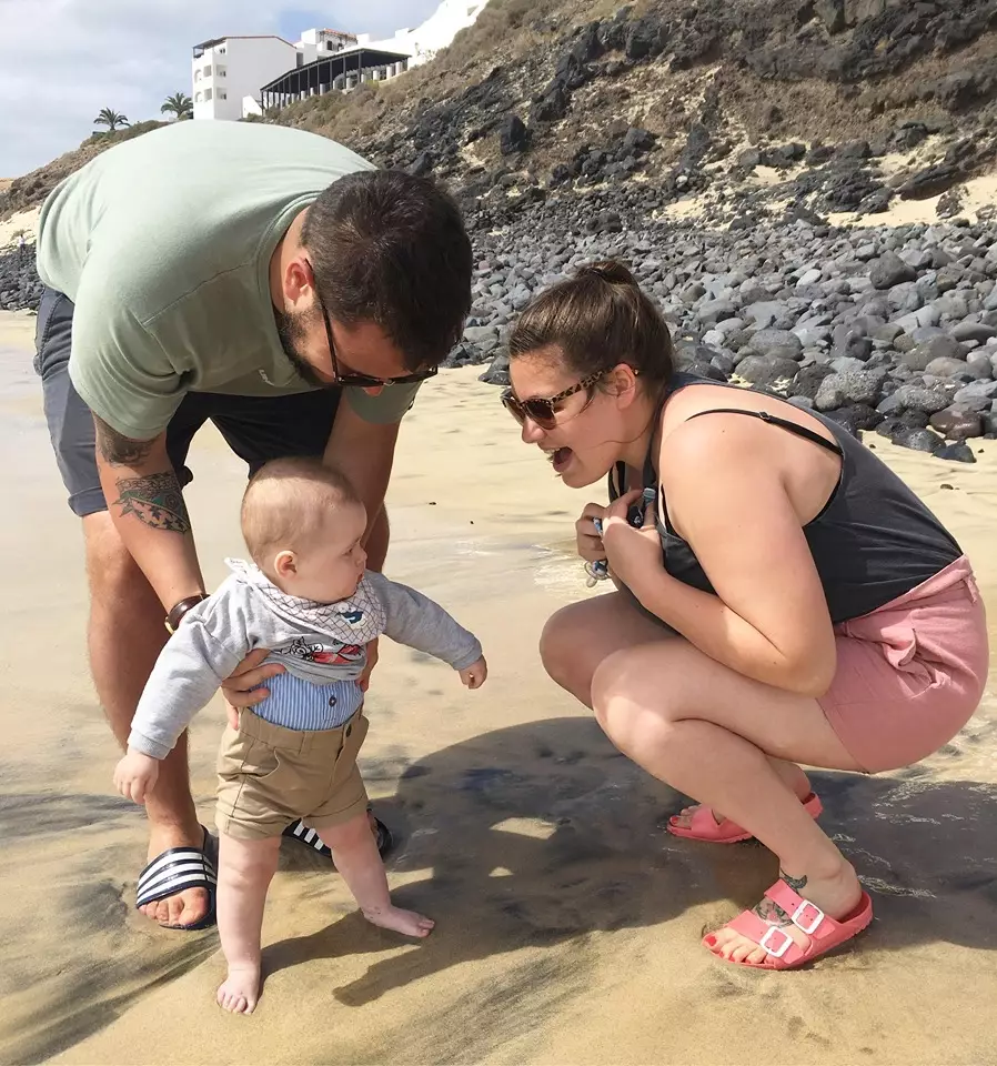 Grace, Matt and Hugo on their first family holiday.