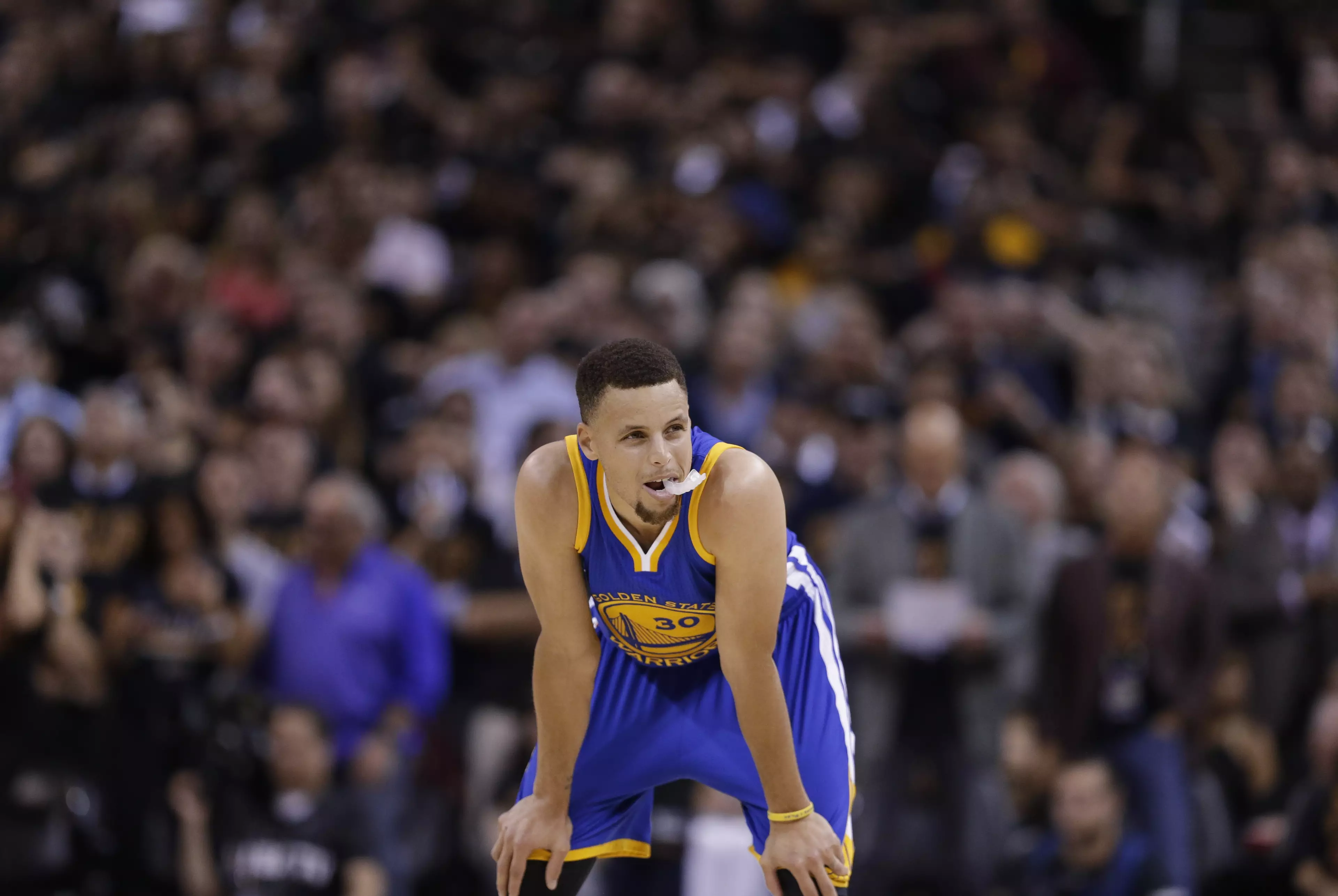 WATCH: Stephen Curry Launches Mouthpiece At Fan