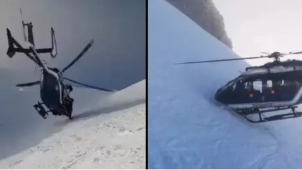 Helicopter Makes Dramatic Landing to Rescue Skier In French Alps