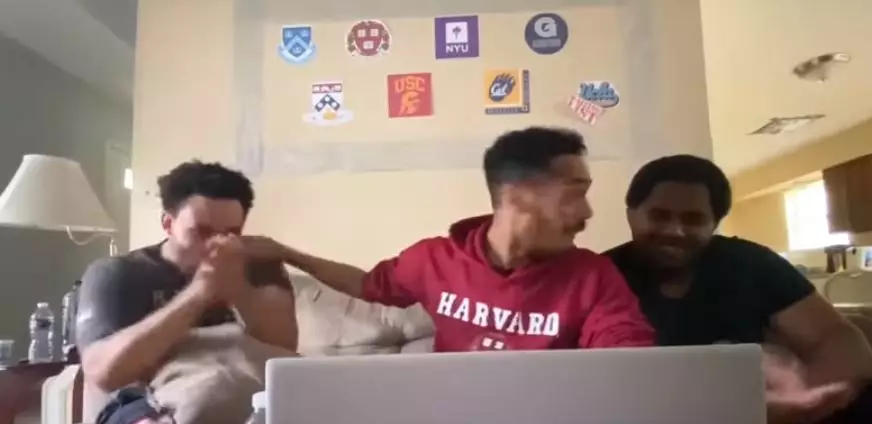 Rehan finding out he'd been accepted to Harvard.