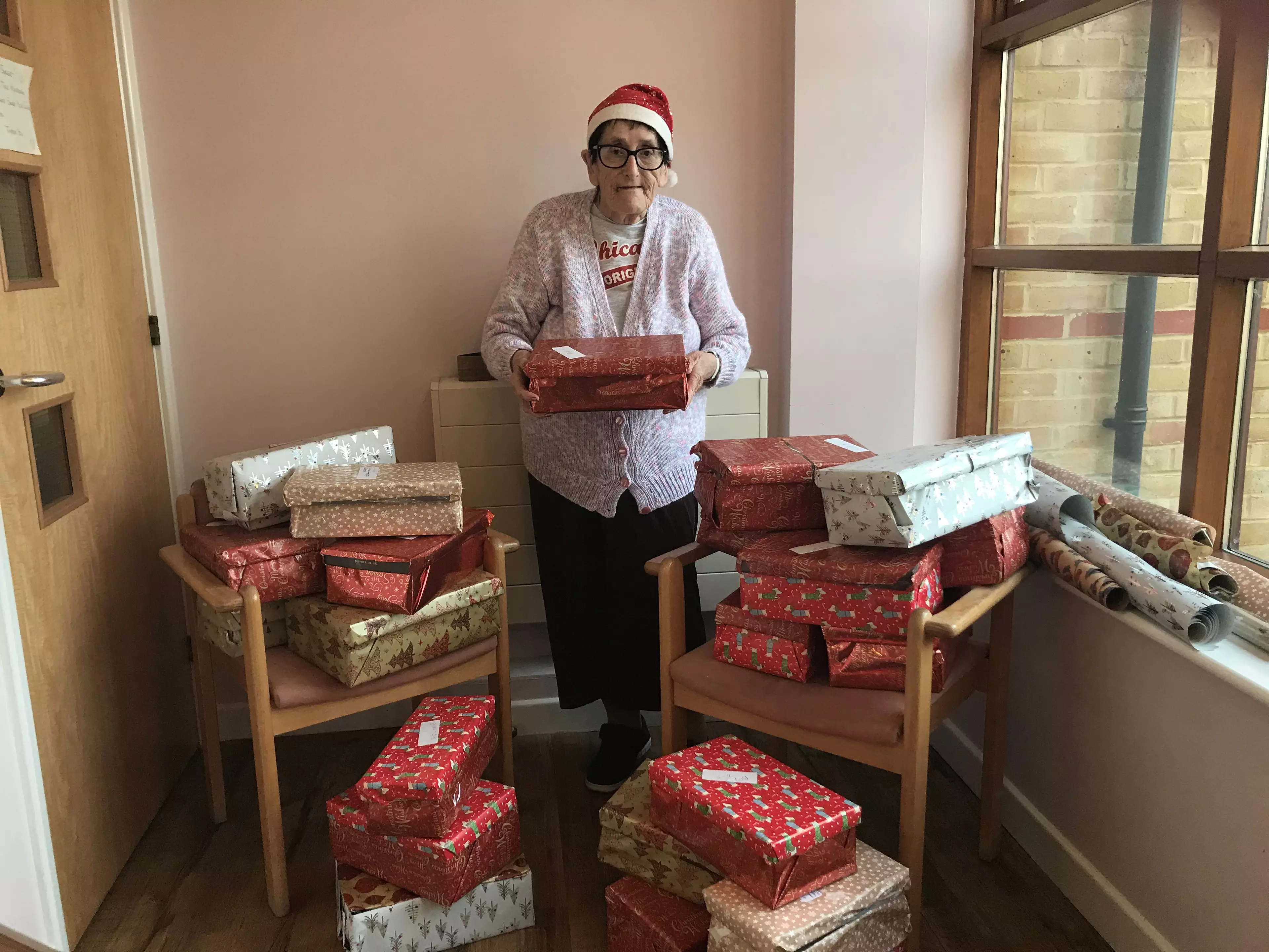 Fran has her own room in the care home to sort her boxes in.
