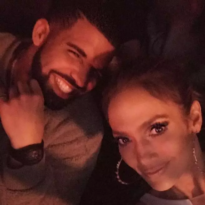 J.Lo with Drake who she was reportedly dating.