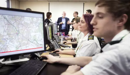 Labour leader Jeremy Corbyn during a visit to a training facility at East Midlands Ambulance Service HQ.