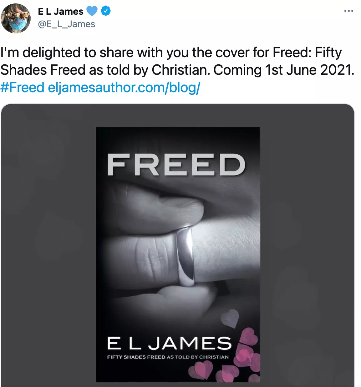 Author E.L. James tweeted the cover on Thursday (
