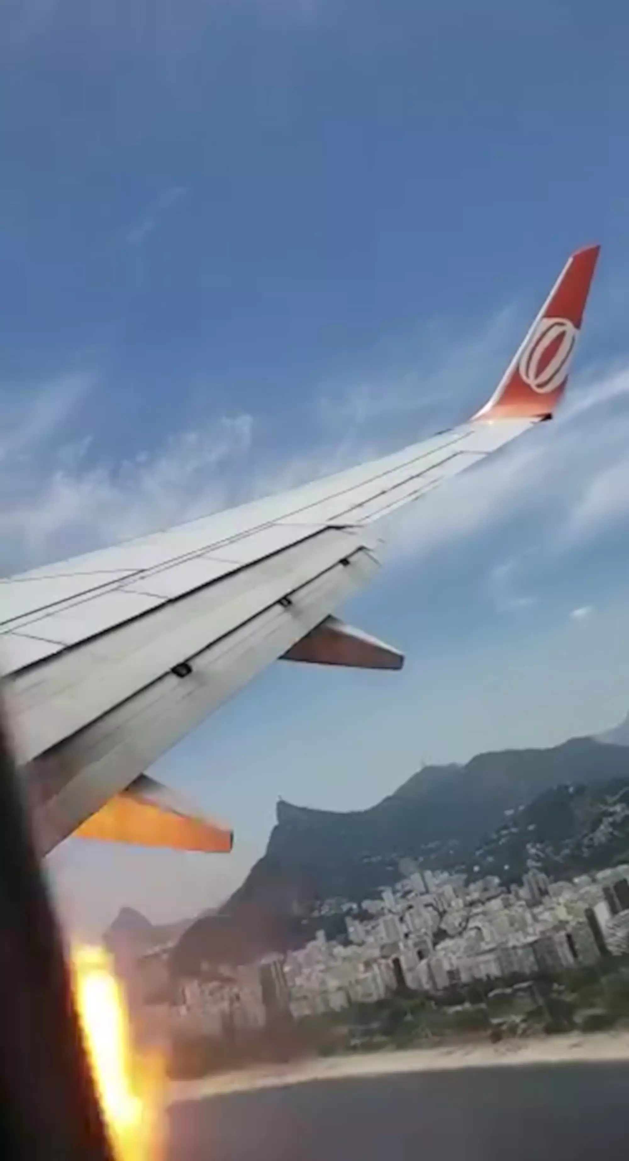 The plane was flying above Rio de Janeiro.