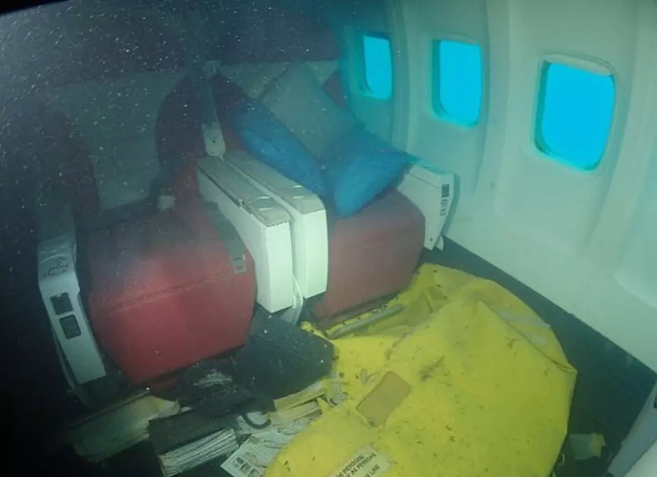The interior of the sunken jet as photographed by divers.