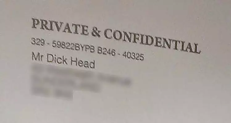 OAP Receives Letter Addressed To 'Mr Dick Head'