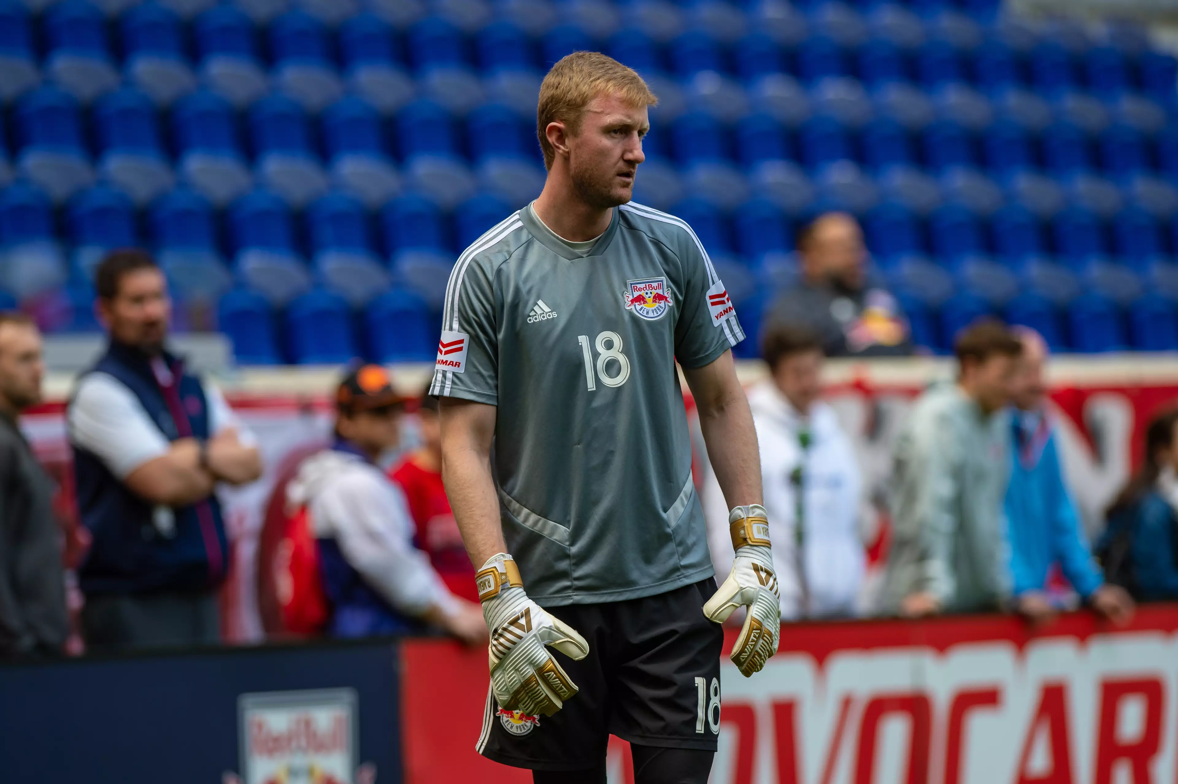 Ryan Meara warming up for Red Bulls. Image: PA Images