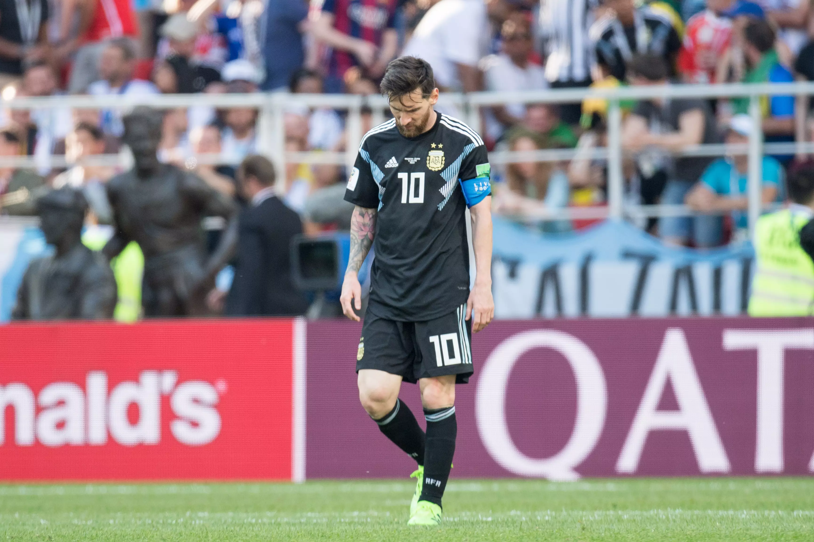 Messi after he missed the penalty. Image: PA Images