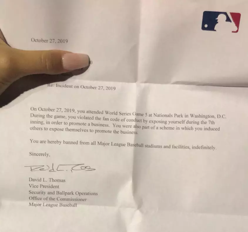 Rose shared a picture of a letter from the MLB on Twitter.