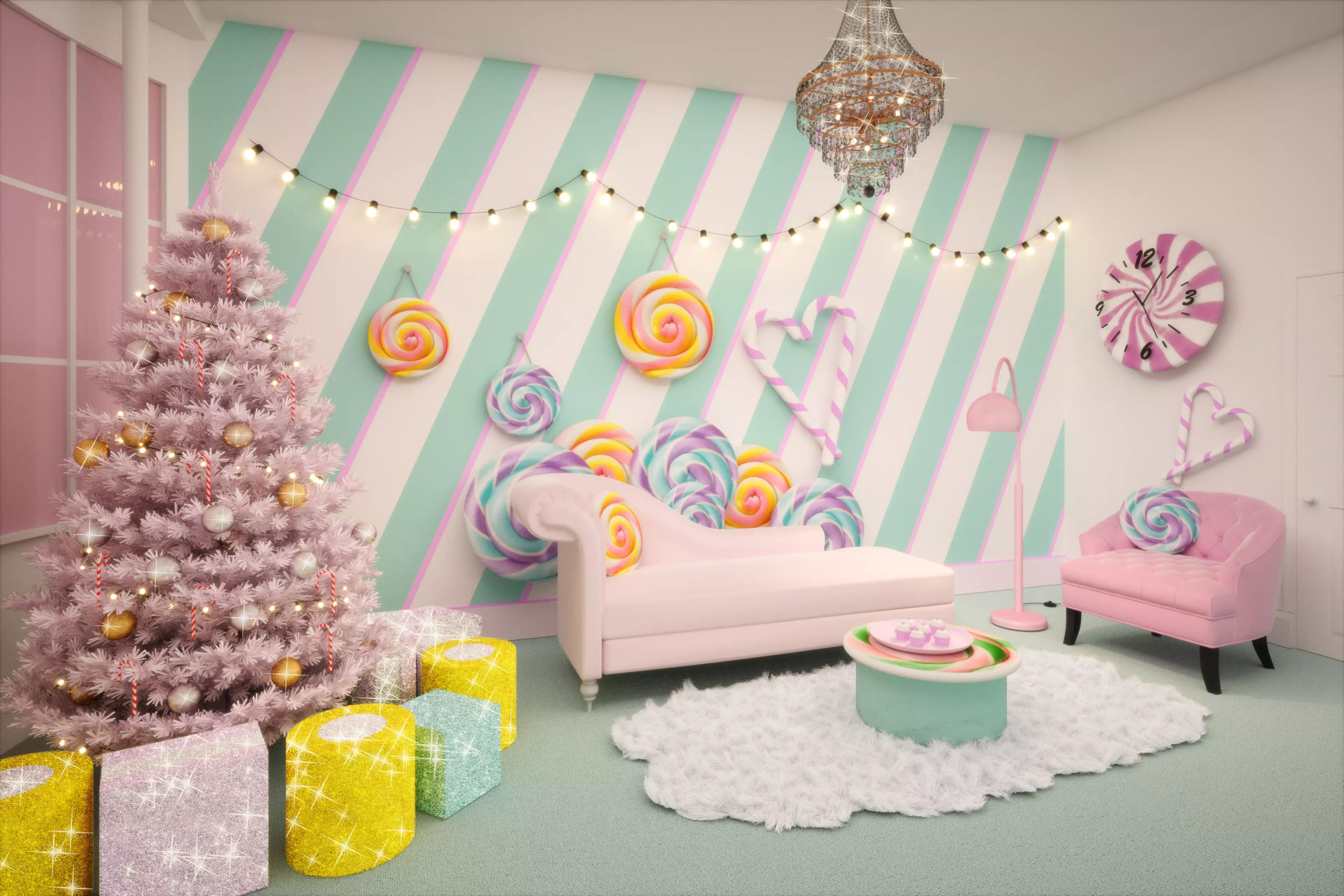 The Candy Lounge includes a candy Christmas tree (