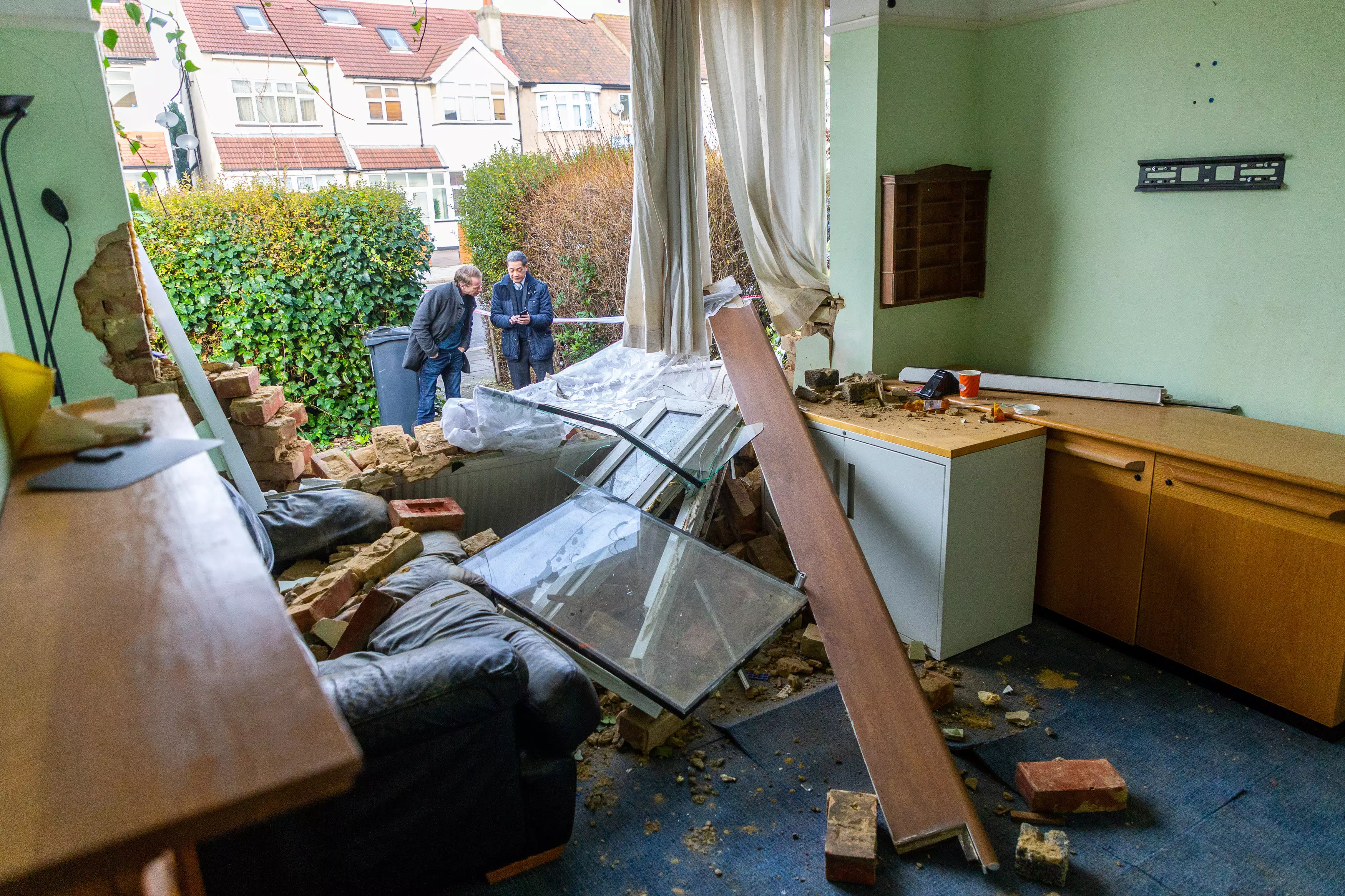 A house was left damaged in the incident.