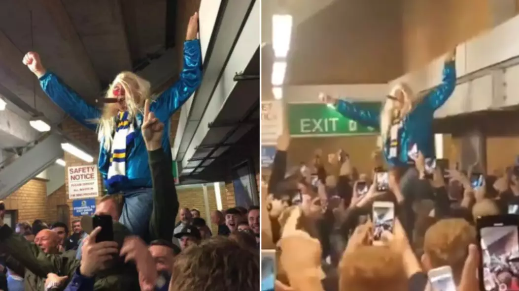 Leeds Fan Dressed As Jimmy Saville Sparks Controversy After Singing "He's One Of Our Own" Chant