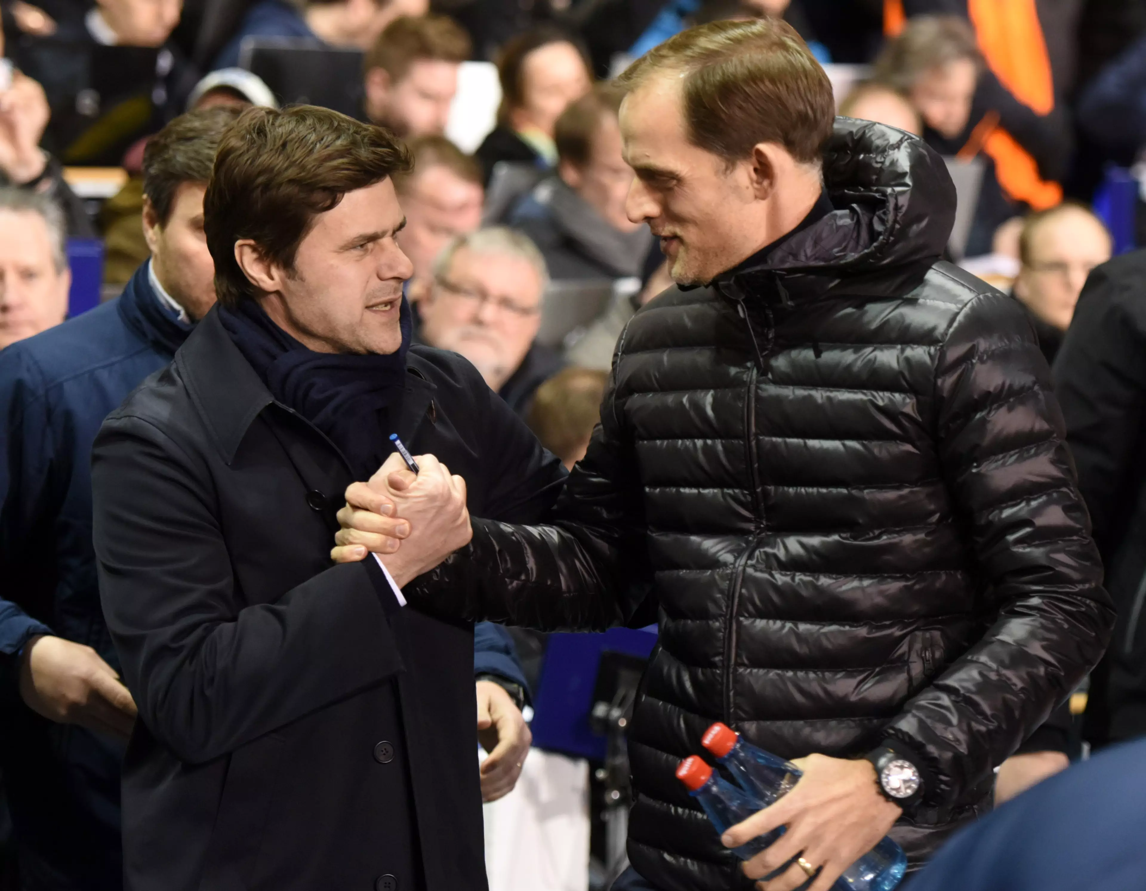 Poch and Tuchel managing against each other for Spurs and Dortmund in 2016. Image: PA Images
