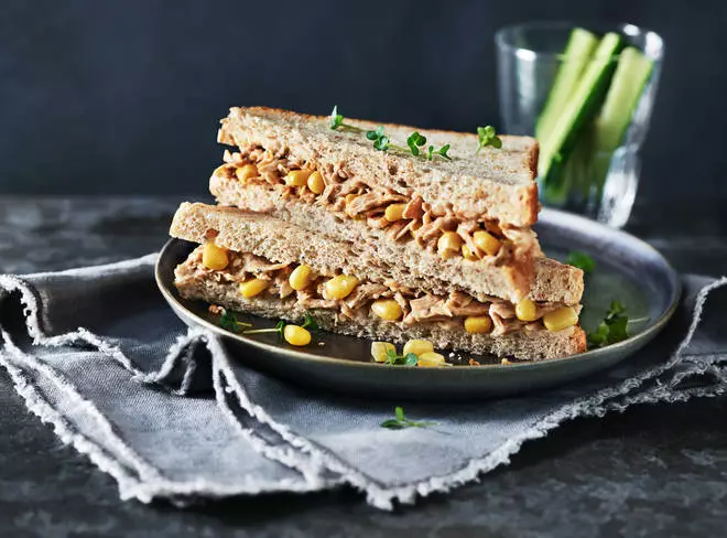 The No Tuna & Sweetcorn Sandwich (£4) swaps out fish for a soy protein alternative (