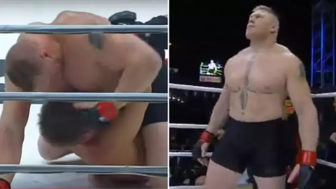 Brock Lesnar's MMA Debut Was So Brutal His Opponent Tapped Out To Strikes