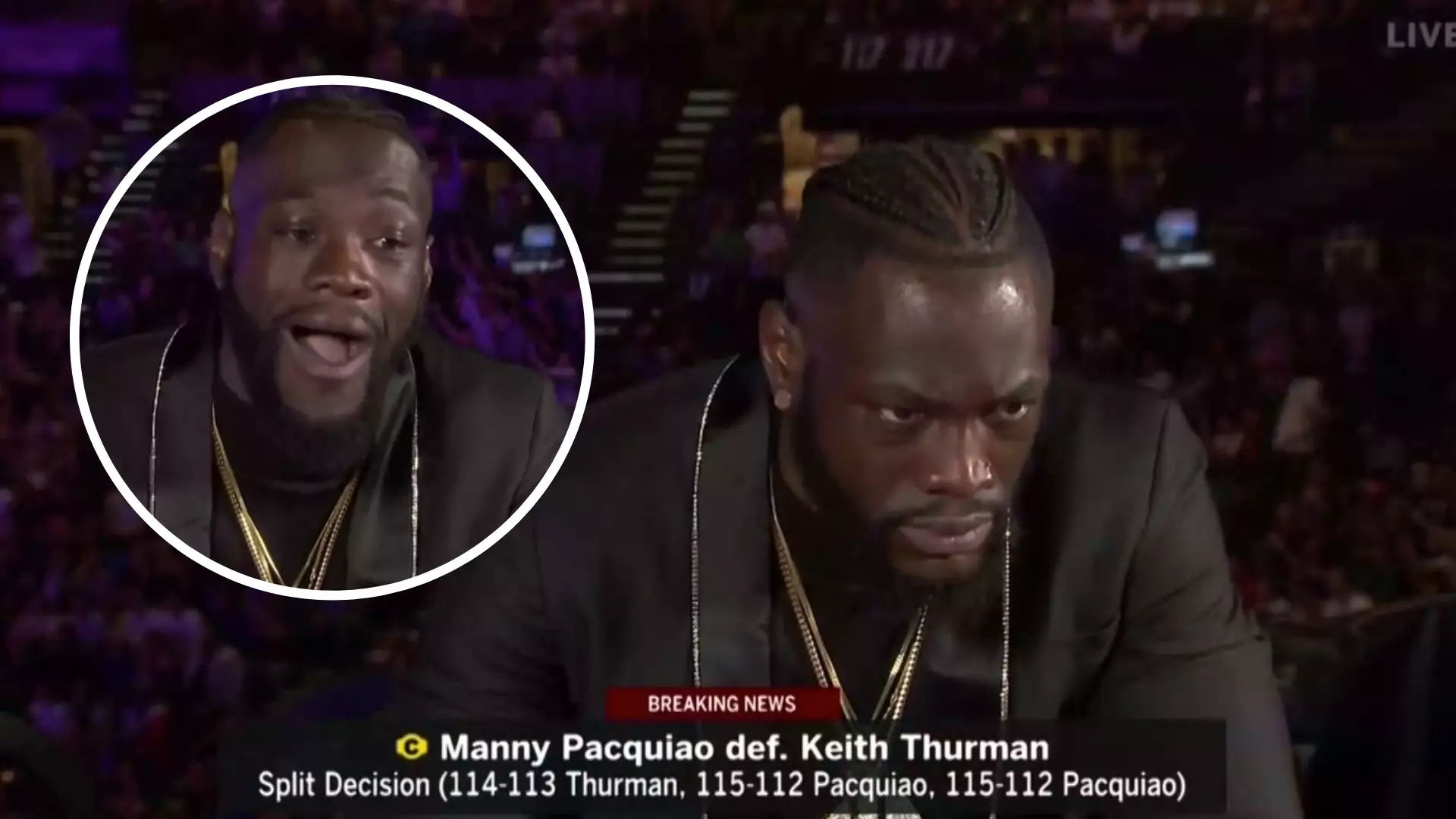 Deontay Wilder’s Reaction To Manny Pacquiao’s Knockdown Of Keith Thurman Was Genuinely Priceless