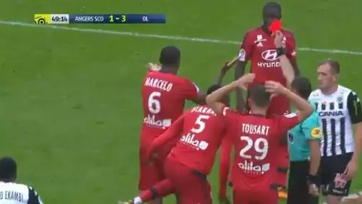 Lyon's Marcelo Picks Up One Of The Worst Red Cards Ever