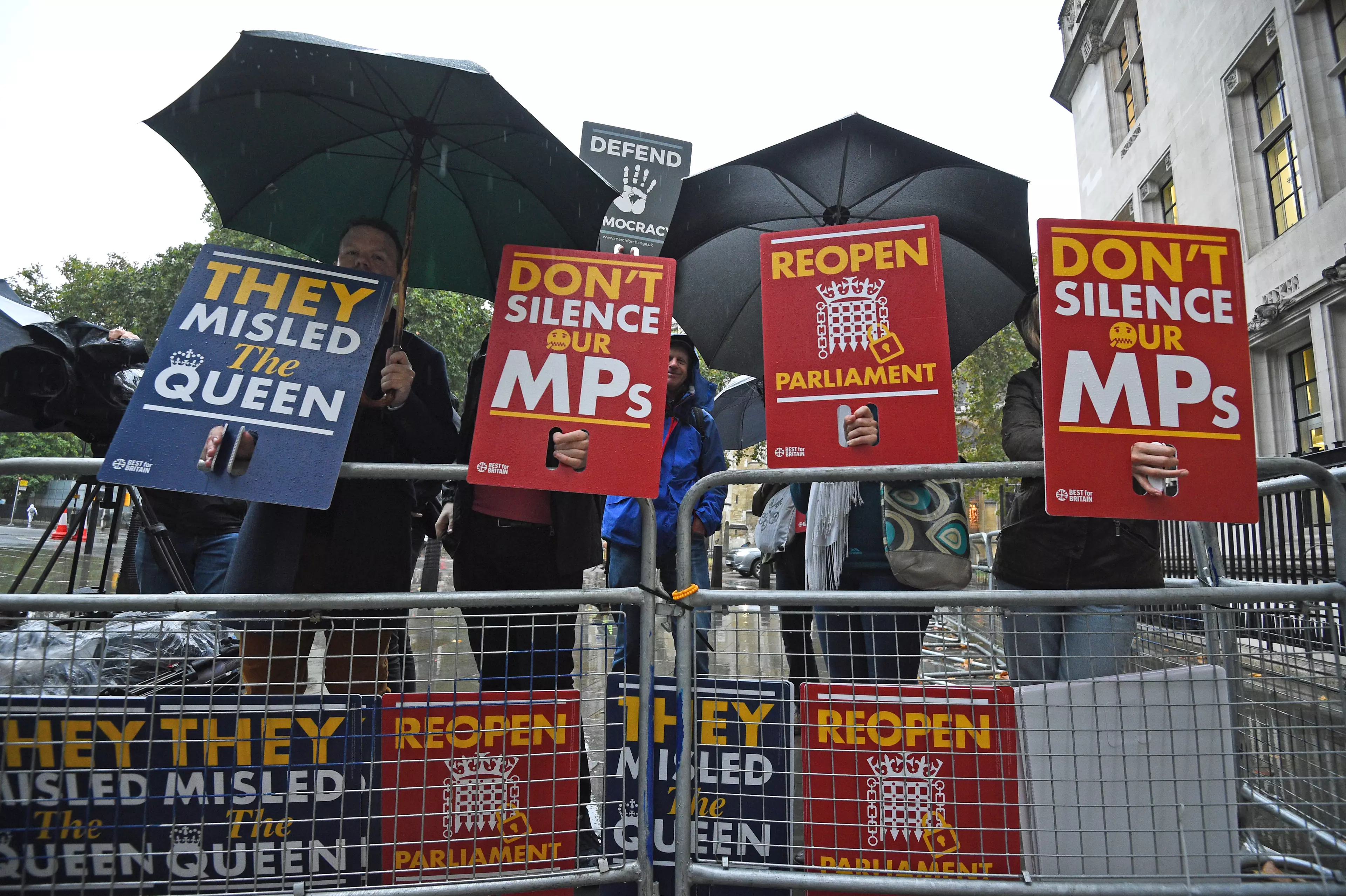 Protesters outside the Supreme Court in London.