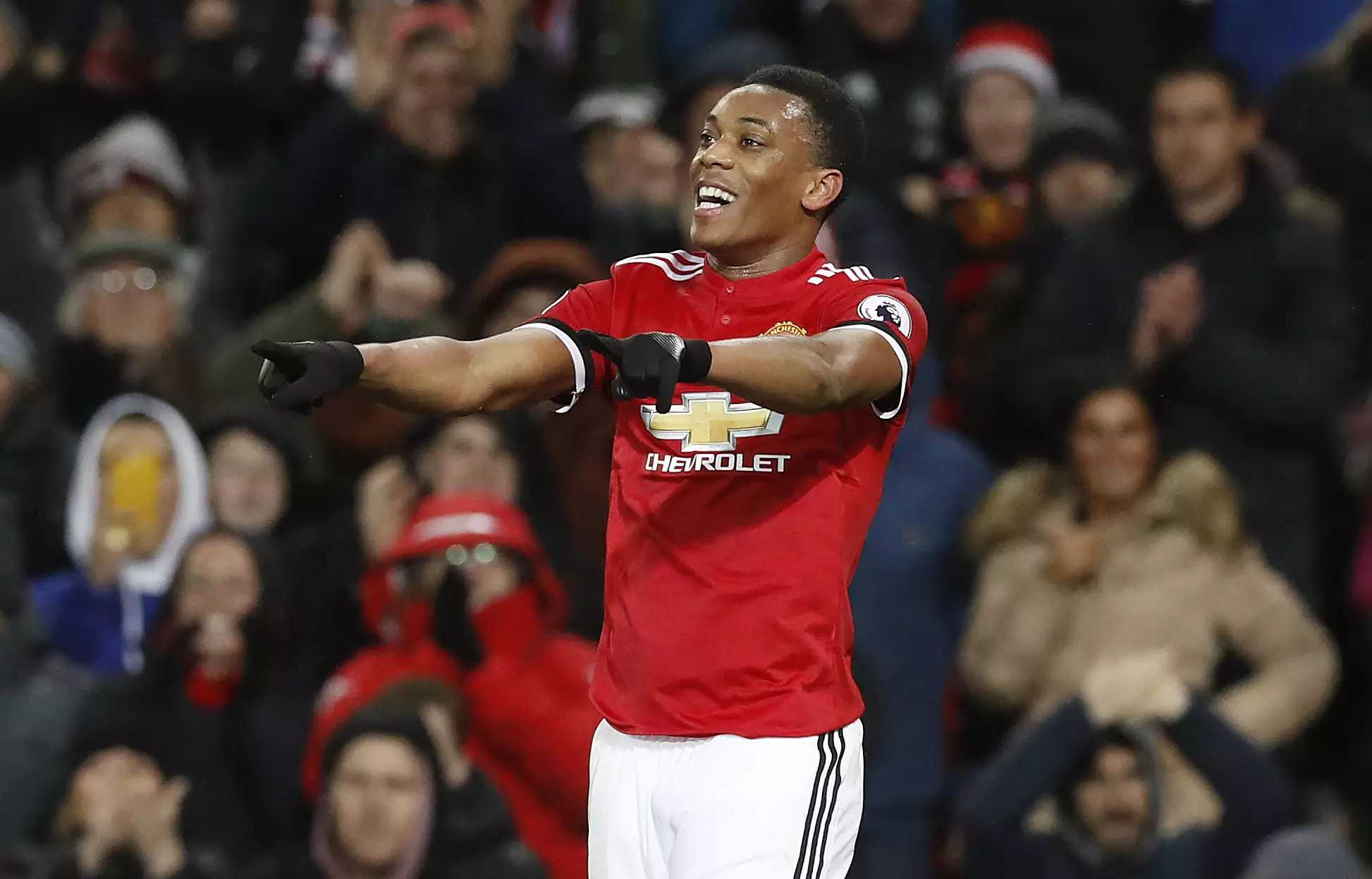 Martial celebrates scoring a goal for United. Image: PA