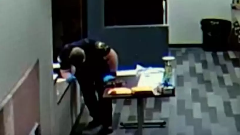 CCTV Footage Shows Cop Collapse After Touching Drug 