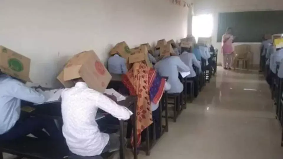 School Asks Students To Wear Boxes On Heads To Stop Cheating