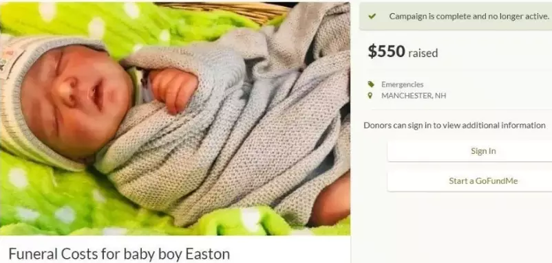 The Langs set up a GoFundMe four days after the baby's supposed death.