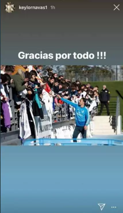 Navas' Insta story suggested he'd be leaving. Image: Instagram
