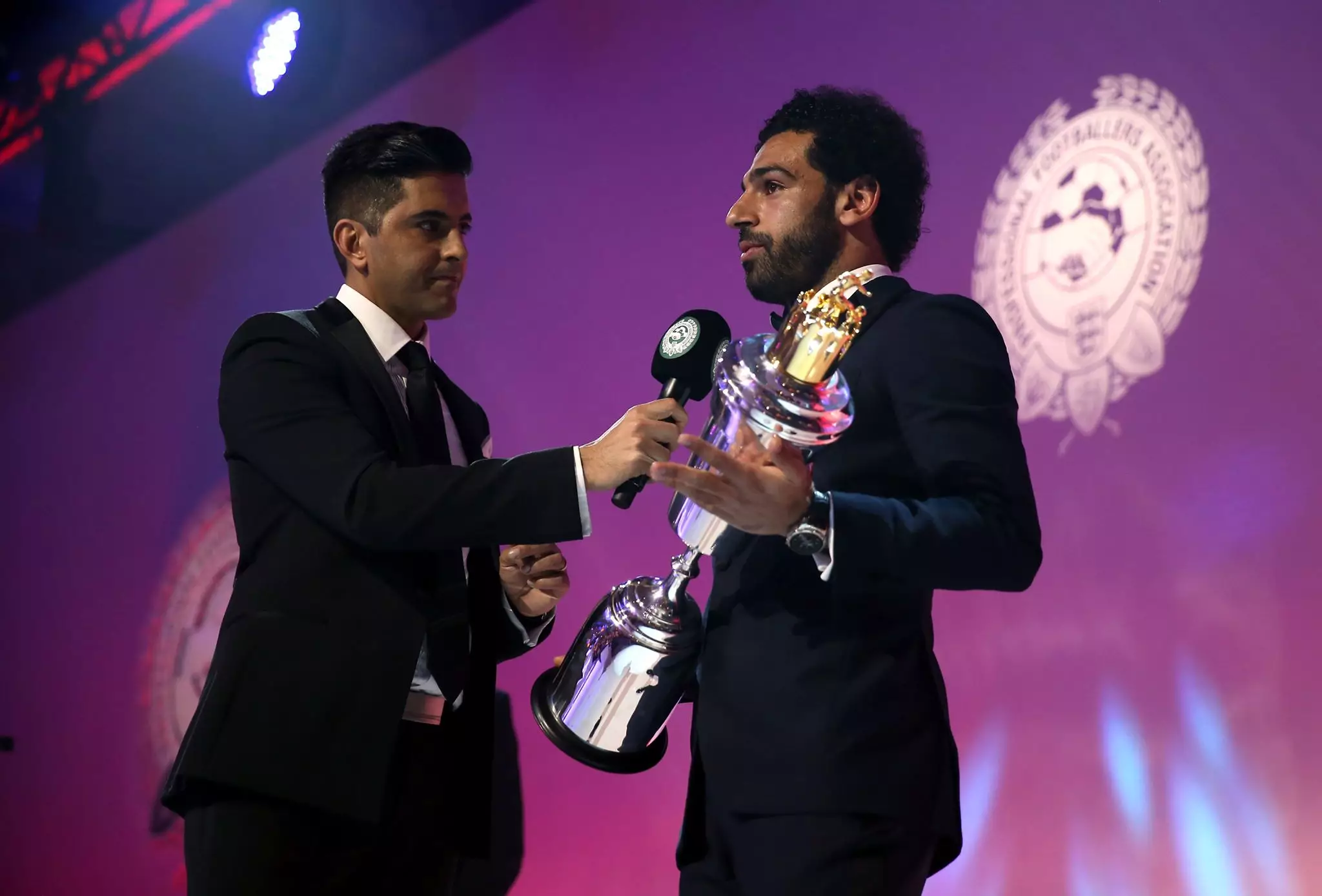 Salah presented with the PFA Player of the Year award. Image: PA