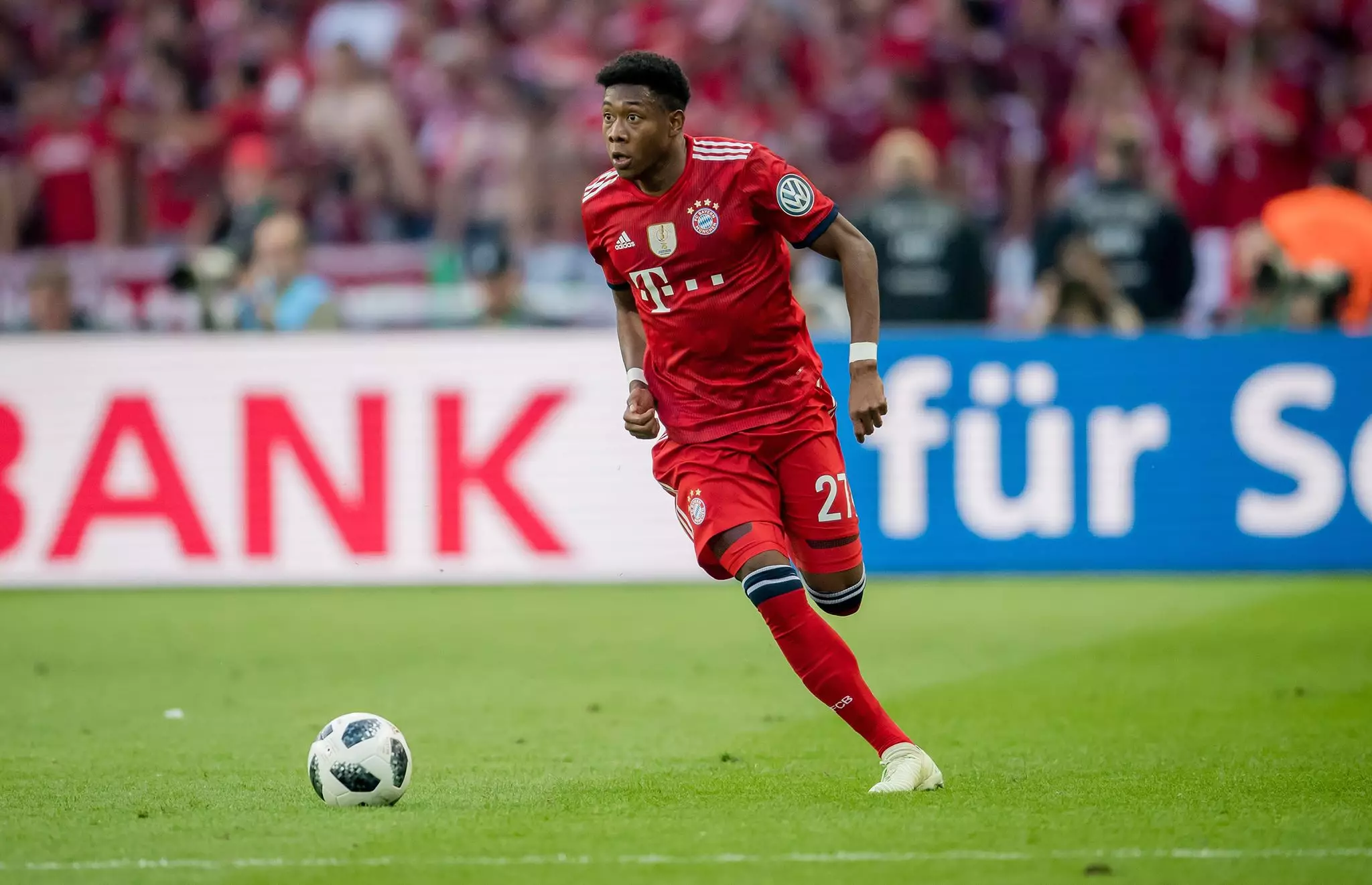 Alaba in action for Bayern Munich. Image: PA
