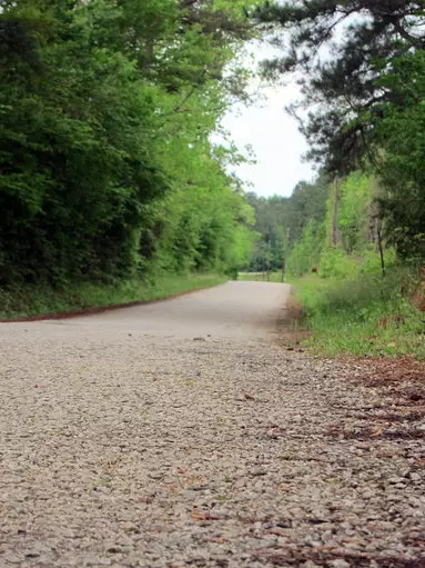 This April 12, 2019, photo shows a section of Huff Creek Road in Jasper, Texas, where James Byrd Jr. was dragged.
