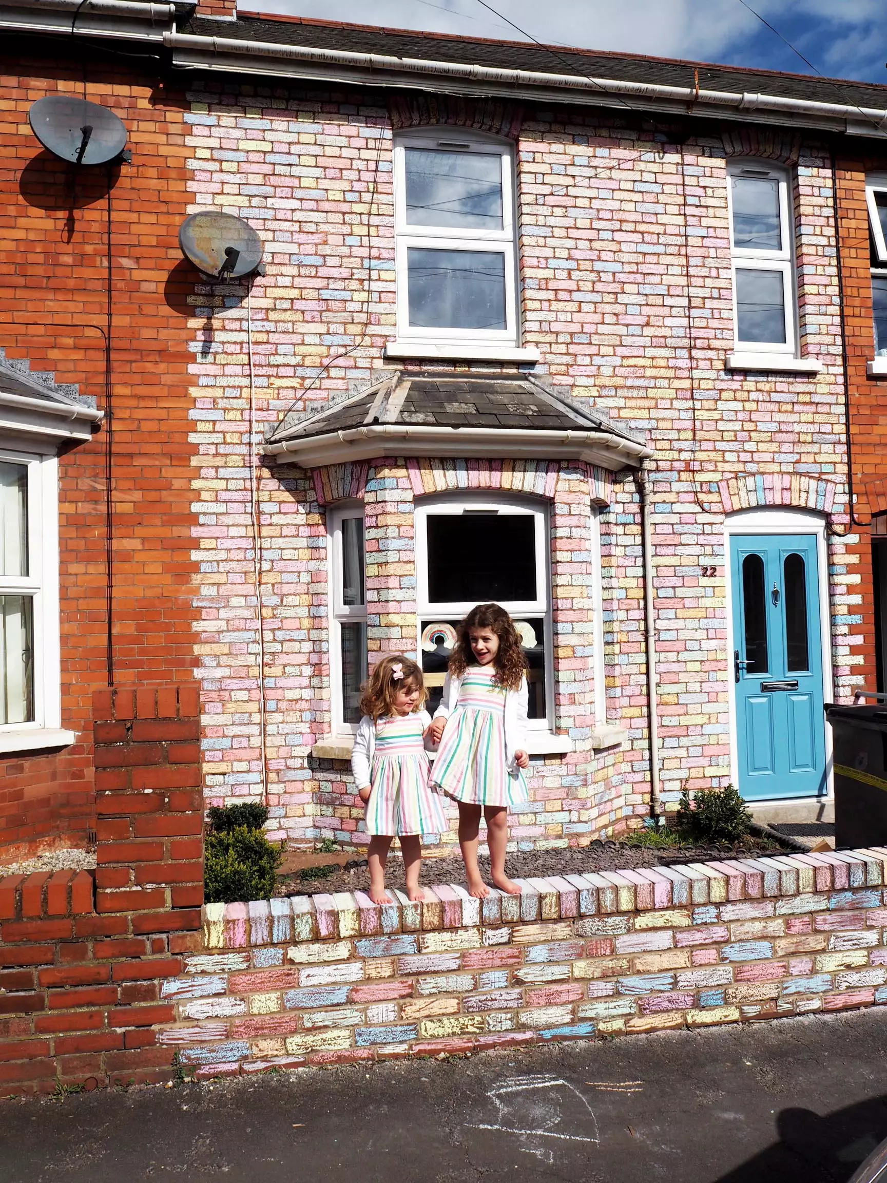 Arabella and Matilda spent hours colouring in the bricks (