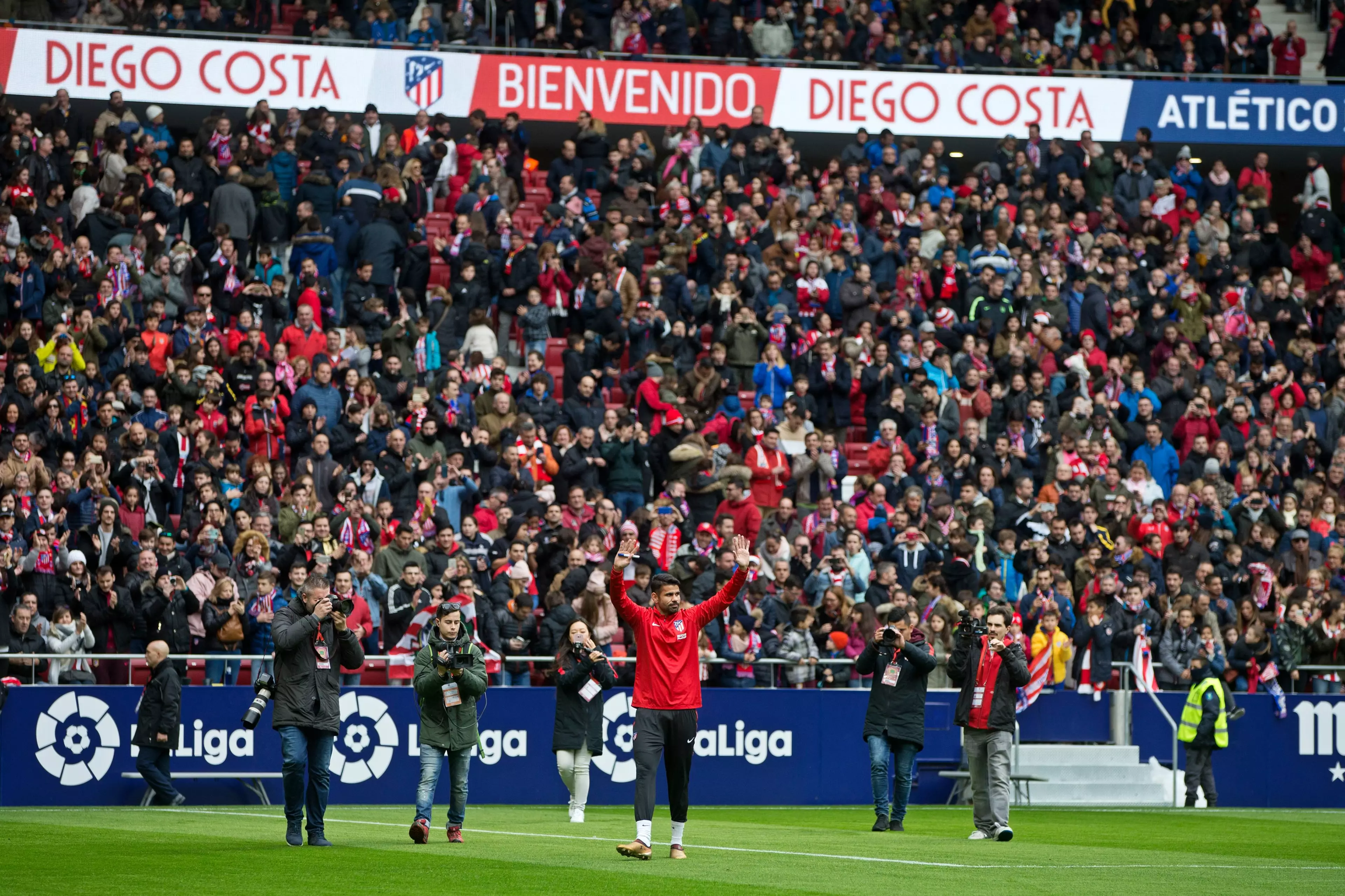 Costa got a good reception from the fans when he was unveiled earlier this week. Image: PA Images.