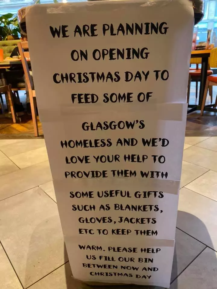 The sign in the Glasgow restaurant.