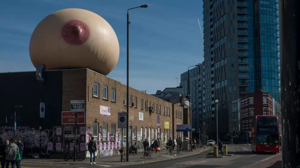 Someone Placed A Giant Boob In London To Make A Point About Breastfeeding