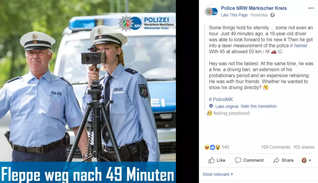 Police in Germany shared the story on social media.