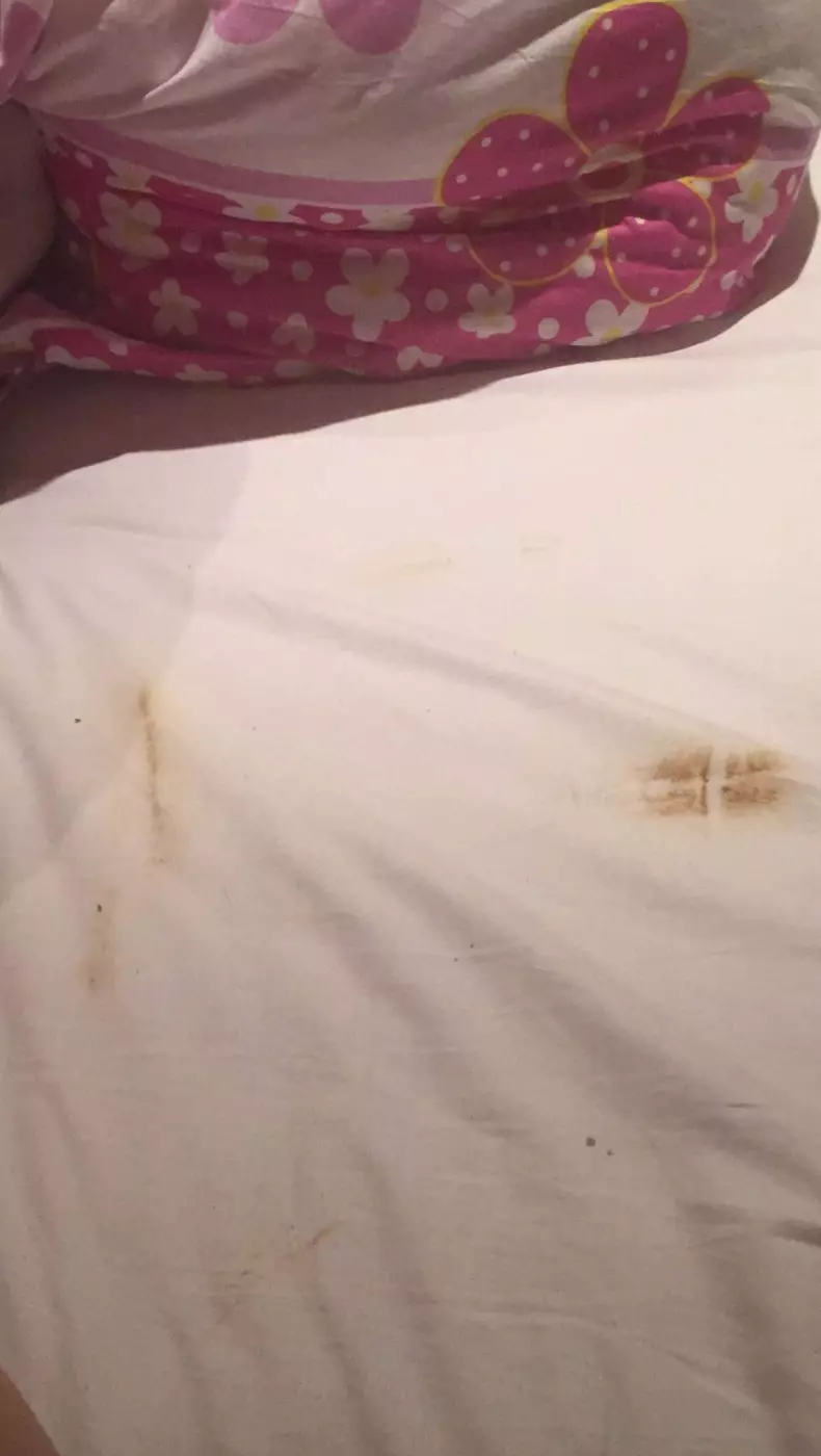 The offending marks were found on the bedsheets.